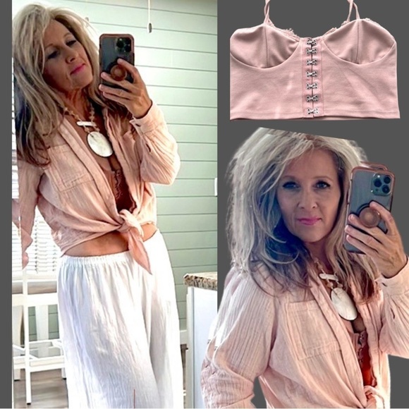 ⭐️Hesperus,Cami-Bralette,Hook & Eye Embellished,Pull-On,Soft Mauve, Size S - Picture 5 of 12